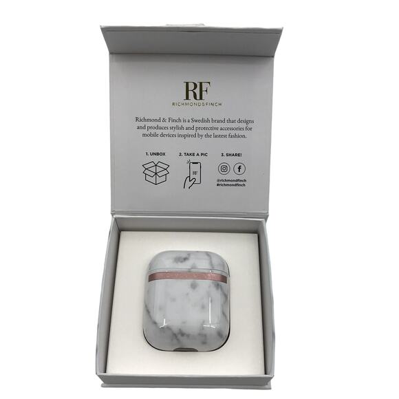RICHMOND & FINCH Airpod Case White Marble Full Protective Cover Shockproof NIB - Picture 4 of 4
